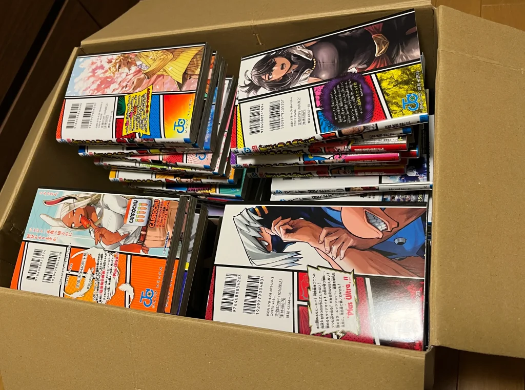 ダンボールに漫画を89冊梱包できた