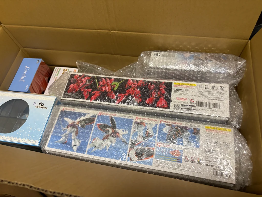 ガンプラを梱包したらRGとMGを梱包した時点で箱の大部分が満たされた